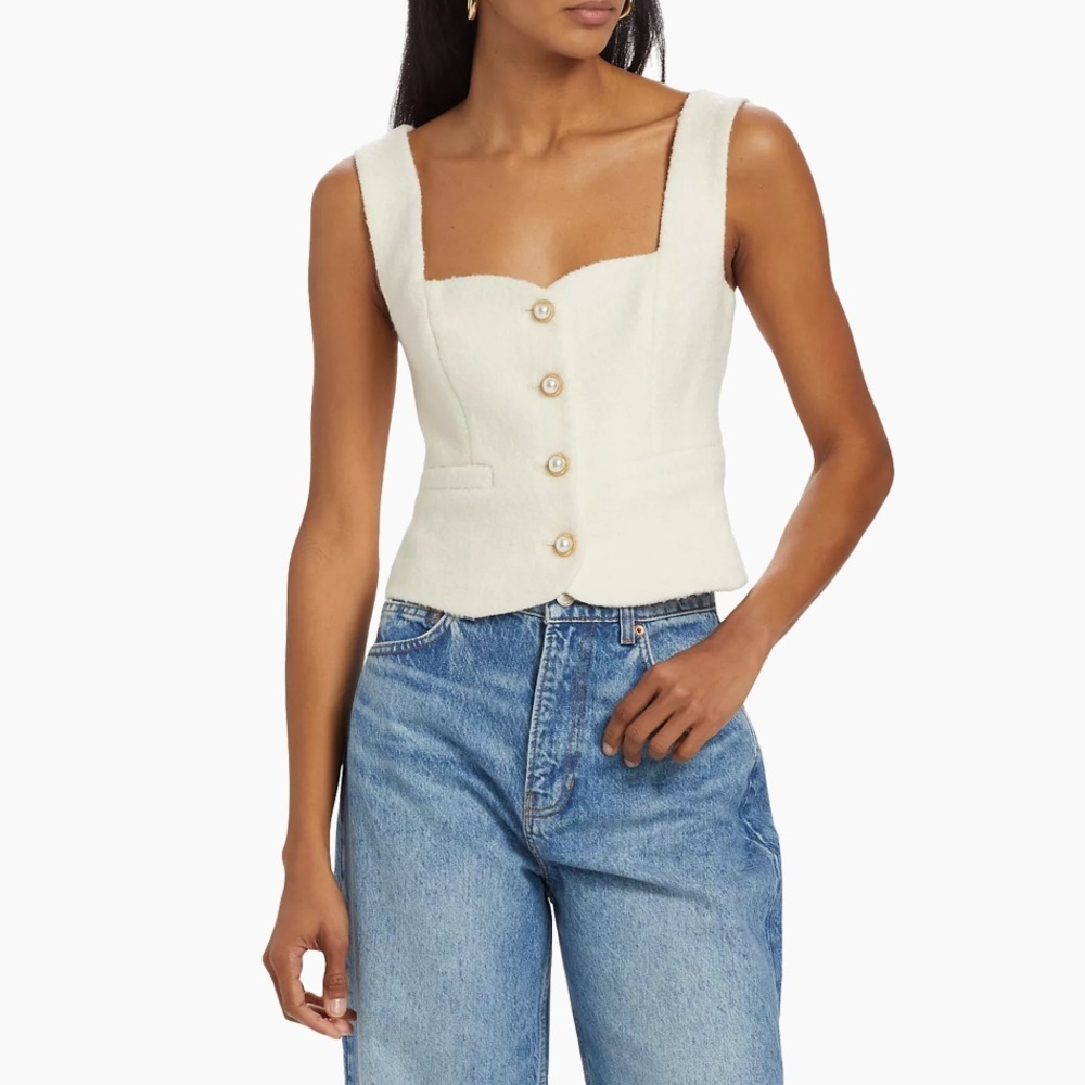 Reformation Amora Wool-Blend Sleeveless Crop Top